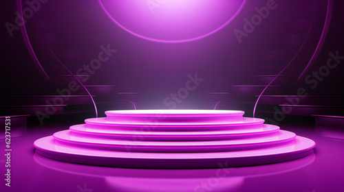 Purple Display presentation Podium Background. Generative AI.