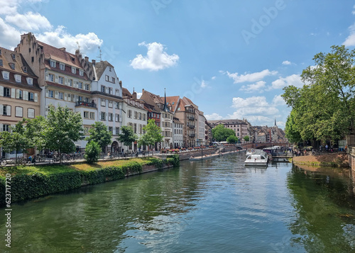 river ill in the city of strasbourg at a sunny day, france