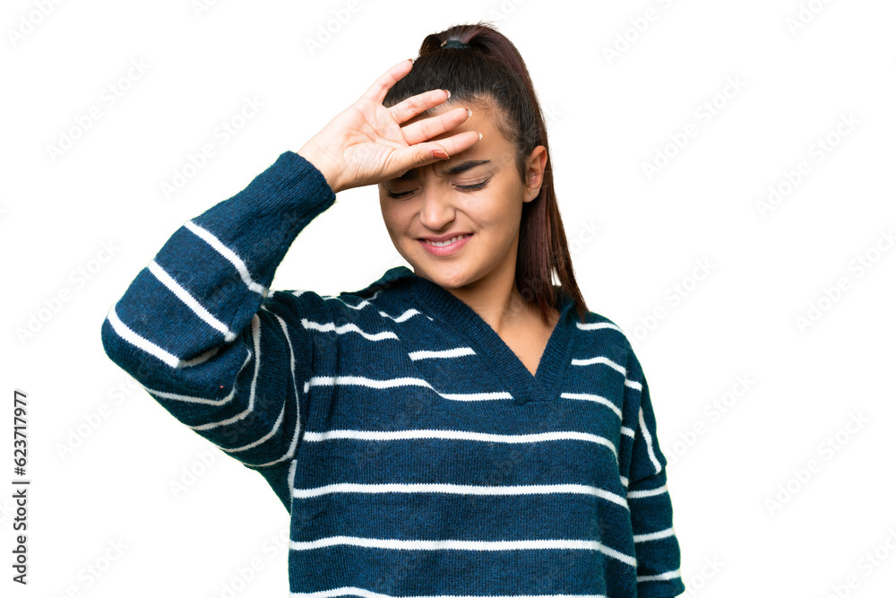 Young beauty woman over isolated chroma key background with tired and sick expression Young beauty woman over isolated chroma key background with tired and sick expression