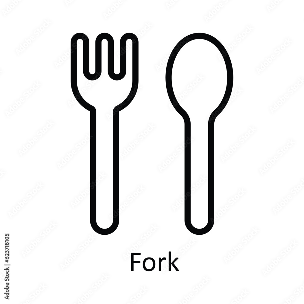 Fork Vector outline Icon Design illustration. Kitchen and home Symbol on White background EPS 10 File Fork Vector outline Icon Design illustration. Kitchen and home Symbol on White background EPS 10 File