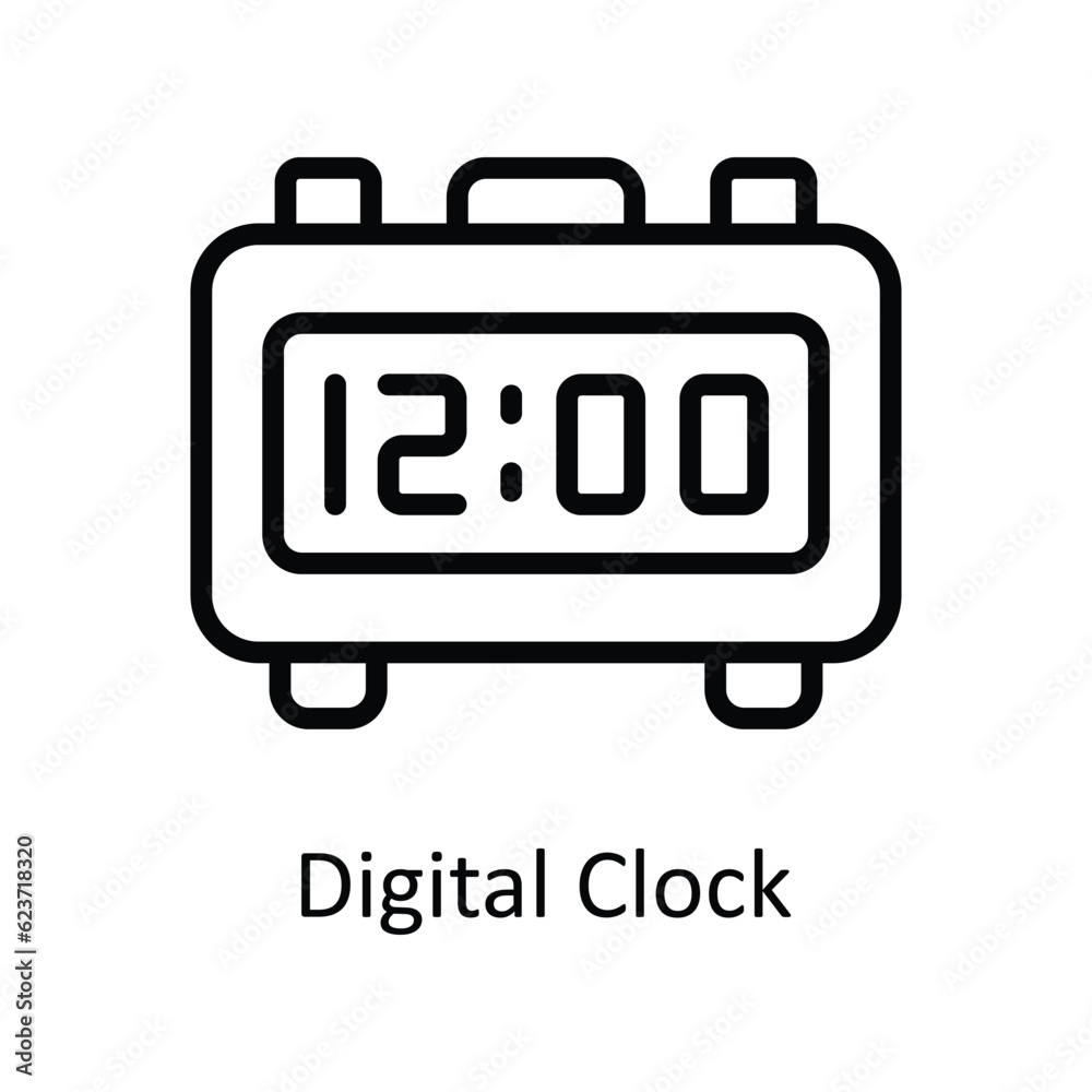Digital Clock Vector outline Icon Design illustration. Kitchen and home Symbol on White background EPS 10 File Digital Clock Vector outline Icon Design illustration. Kitchen and home Symbol on White background EPS 10 File