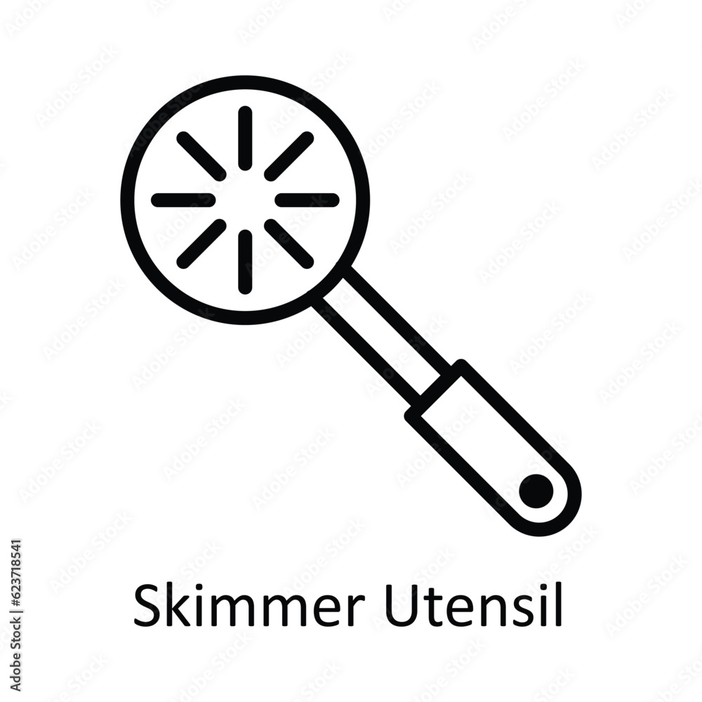 Obraz premium Skimmer Utensil Vector outline Icon Design illustration. Kitchen and home Symbol on White background EPS 10 File