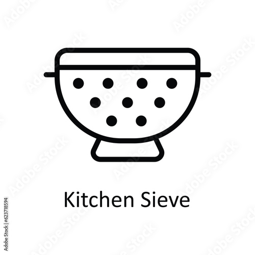 Kitchen Sieve Vector outline Icon Design illustration. Kitchen and home  Symbol on White background EPS 10 File