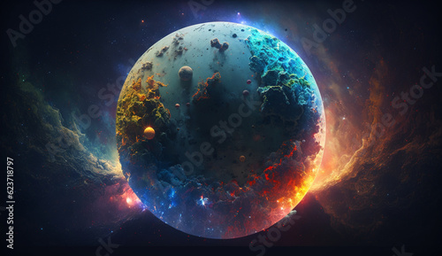 Colorful stars galaxy world earth wallpaper image Ai generated art