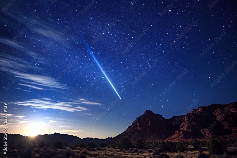 Time-lapse of a comet streaking through starry sky