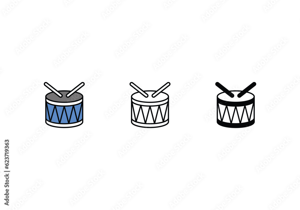 Drums icons set vector stock illustration.