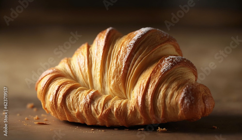 Golden brown french Croissants high resolution image Ai generated art