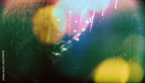 Closeup of colorful old film / movie light leaks texture 