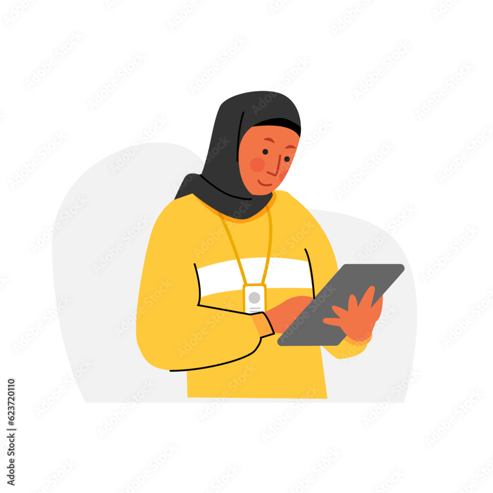 Muslim women use tab wear sweater Muslim women use tab wear sweater