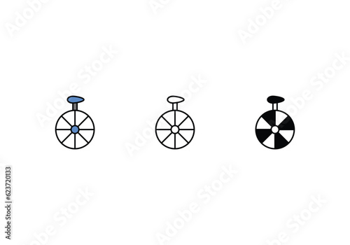 Unicycle icons set vector stock illustration.