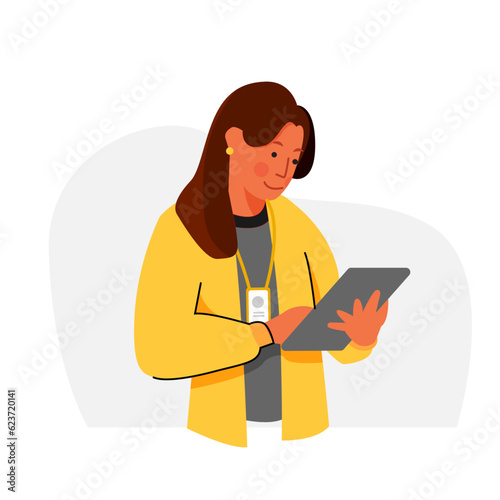 Women use tab wear cardigan