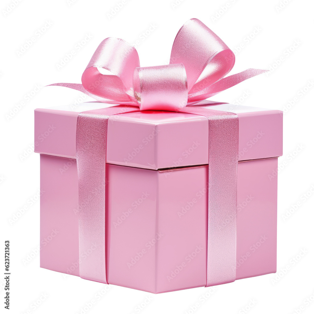 Fototapeta premium pink gift box isolated on transparent background cutout