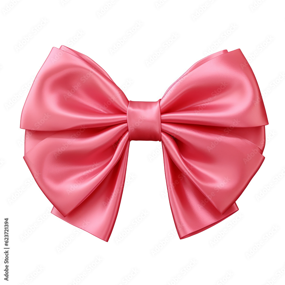 pink bow isolated on transparent background cutout