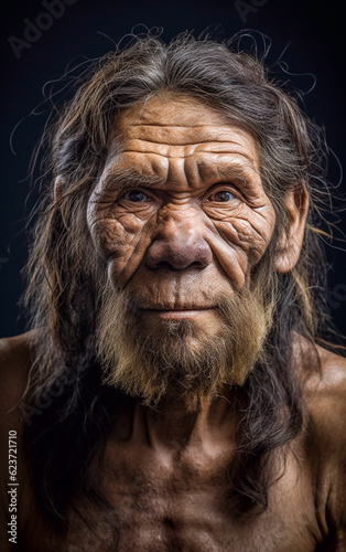 Close-up portrait of a prehistoric man
