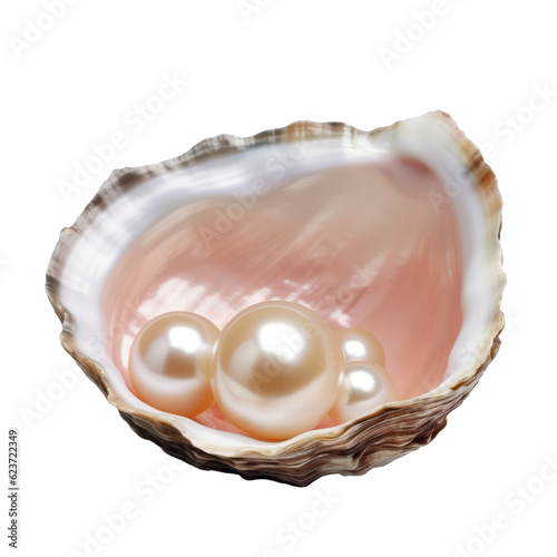 shell and pearl isolated on transparent background cutout