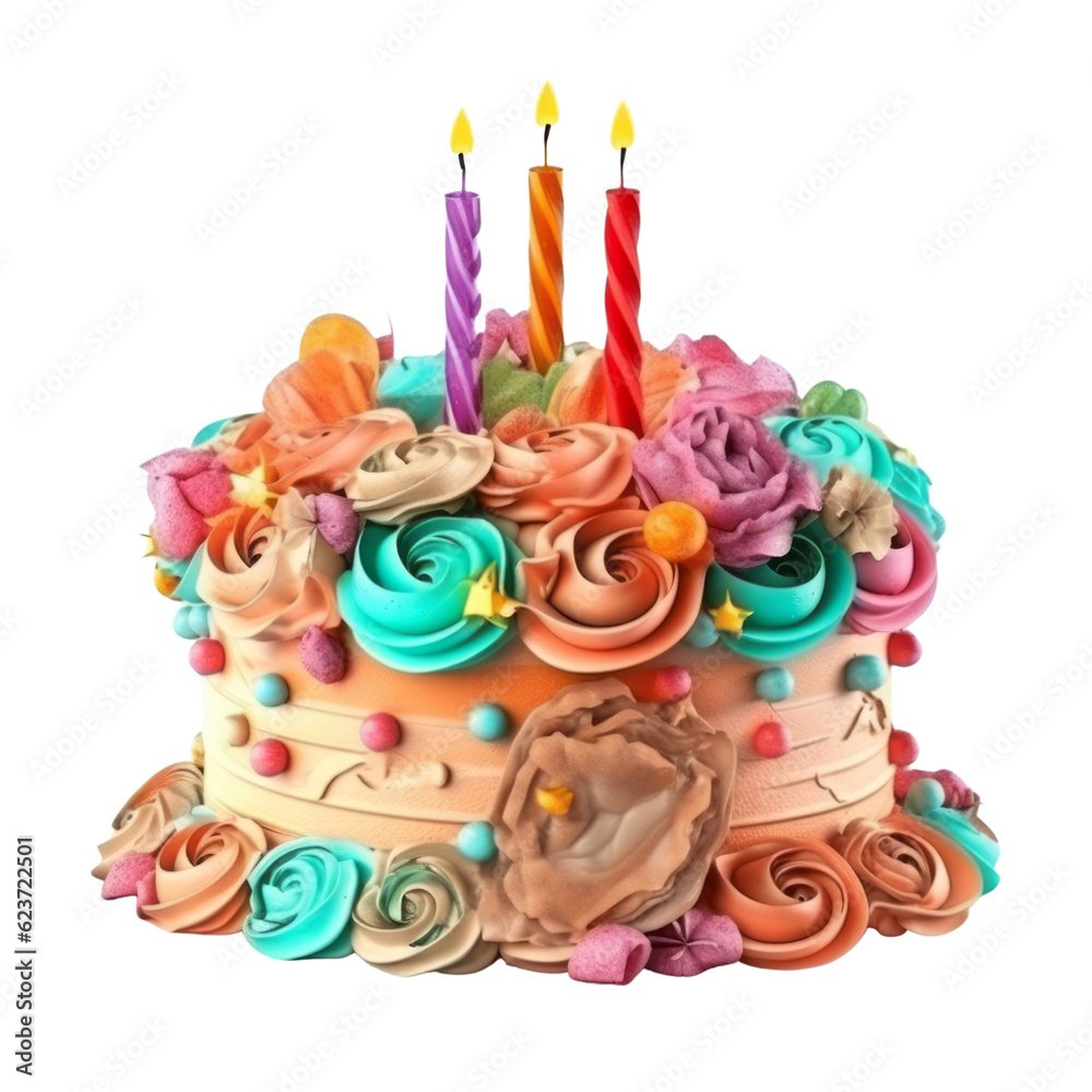 birthday cake with candles isolated on transparent background cutout ...