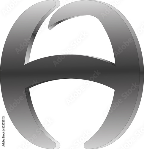 Grafika powstała w wyniku szeregu przekształceń koła. poprzez zastosowanie gradientu uzyskano efekt trójwymiarowości obiektu. Stanowi on stylizację połączonych liter H i F.