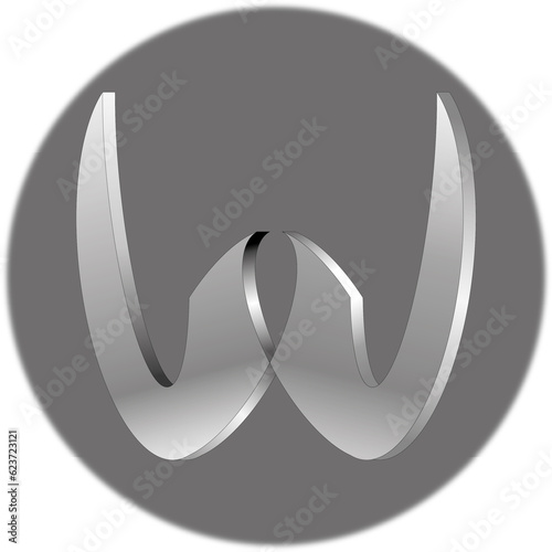 Figura geometryczna powstała w wyniku przekształceń koła polegających na skalowaniu, łączeniu i zastosowaniu szarego gradientu. Obiekt kształtem przypomina literę W.