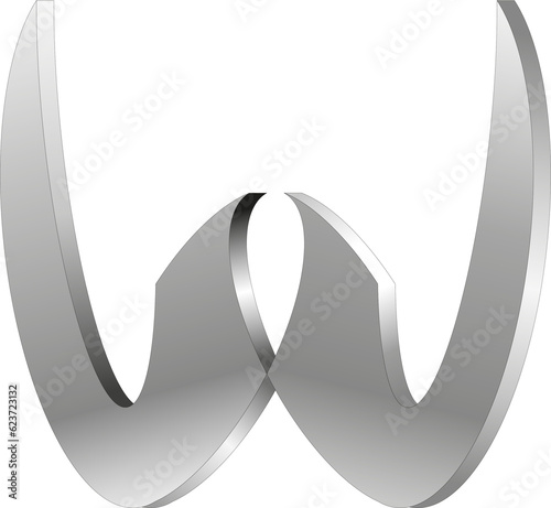 Figura geometryczna powstała w wyniku przekształceń koła polegających na skalowaniu, łączeniu i zastosowaniu szarego gradientu. Obiekt kształtem przypomina literę W.