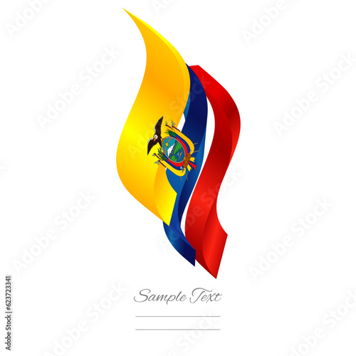 Ecuador abstract flag logo icon. Ecuadorian 3d flag ribbon banner isolated on white background