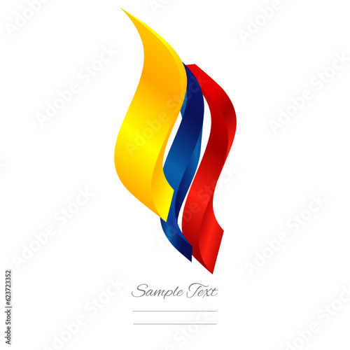 Colombia abstract flag logo icon. Colombian 3d flag ribbon banner isolated on white background