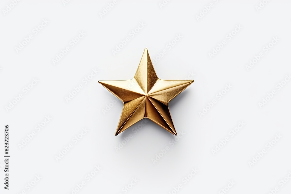 Cinematic Shot of a Highly Detailed Gold Star on White Background. Generative AI