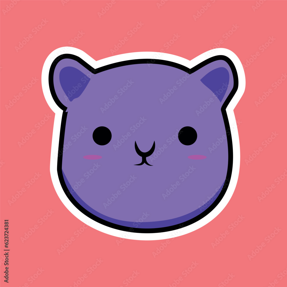 cute violet cat face cartoon sticker for children toys cute violet cat face cartoon sticker for children toys