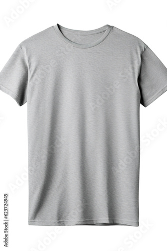 grey t-shirt round neck plain transparent background PNG