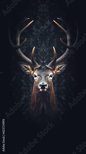 Majestic Deer in Bokeh Style on Dark Background. Generative AI © Alexander