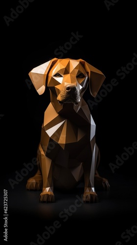 Origami Dog on Dark Background. Generative AI © Alexander