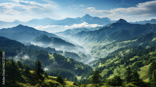 Wide angle shot of trees and forests on a mountain © Graphic Hunters