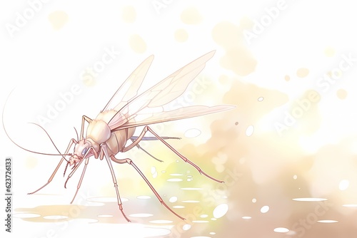Mosquito on a white background with copy space