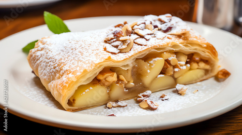 Strudel Österreichisches Gebäck mit fruchtiger Füllung with Generative AI