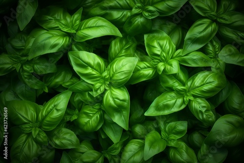 Basil leaves plant background. Generate Ai