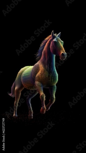 Pixelated Horse in Focus. Generative AI