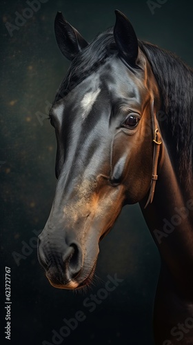 Vintage Horse on Dark Background. Generative AI © Alexander