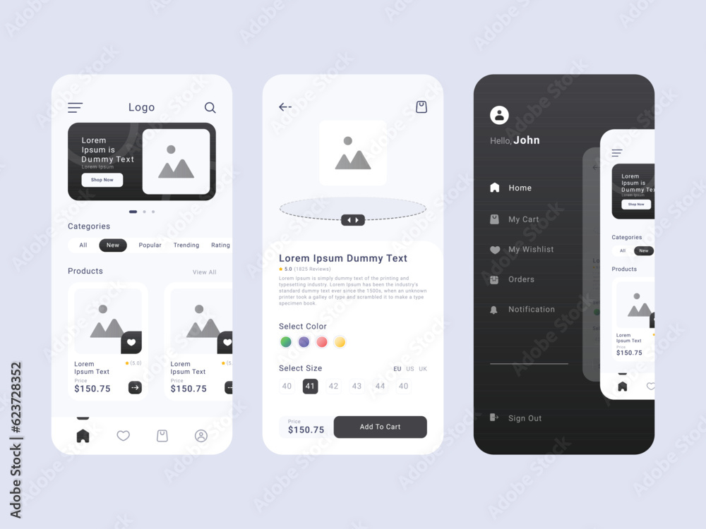 Shoes shopping app ui Editable Template