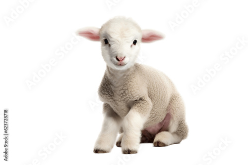 Adorable Lamb Sitting on Transparent Background. Generative AI © AIstudio1