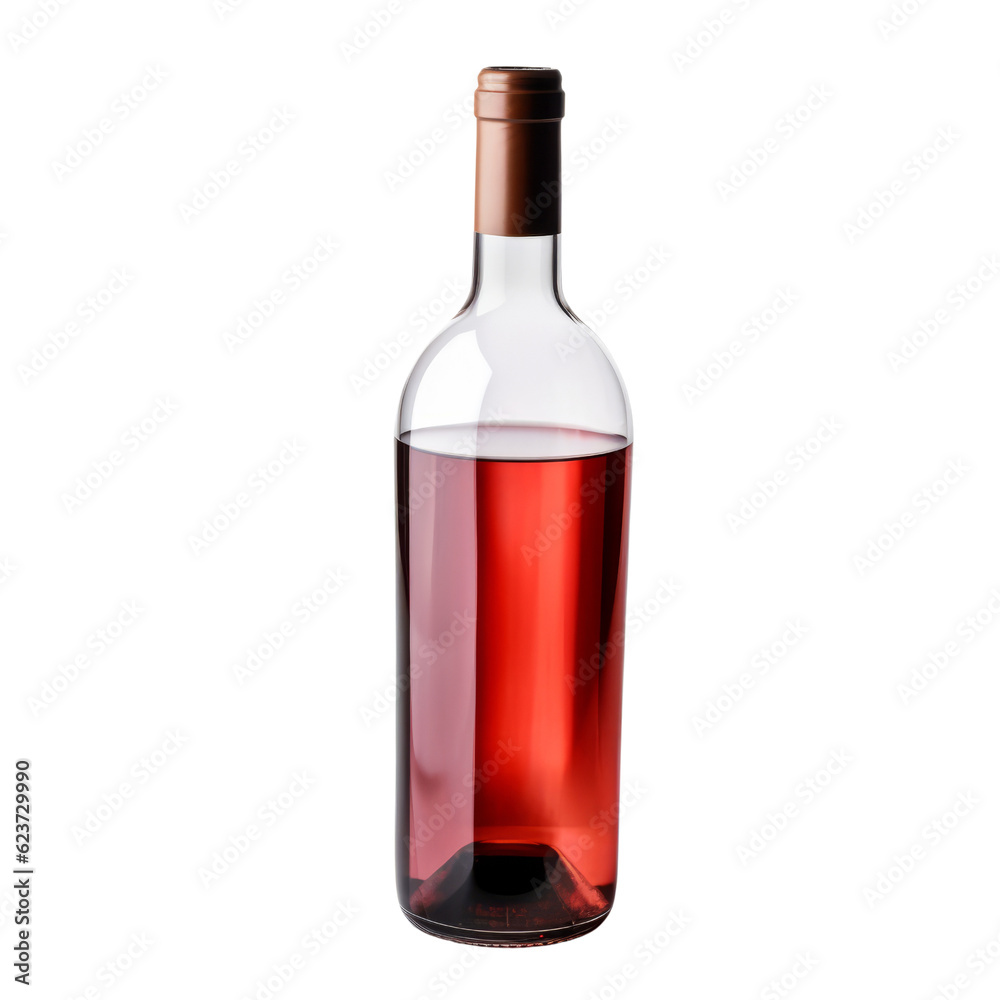 red wine bottle isolated on transparent background cutout