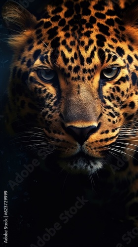 Leopard Spots in Bokeh on Dark Background. Generative AI