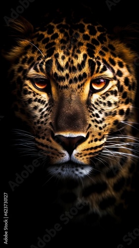 Minimalist Leopard on Dark Background. Generative AI