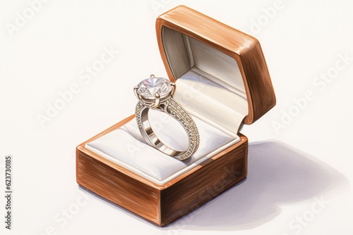 Watercolor wedding new ring. Generate Ai © nsit0108