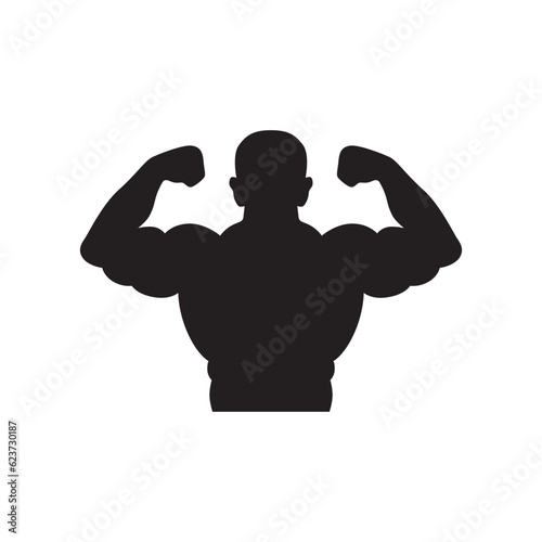 Muscle vector icon. Bodybuilder flat sign design. Biceps symbol pictogram. UX UI icon