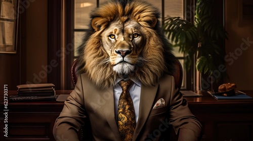 Lion in a Business Suit  The Ultimate House Property Seller. Generative AI