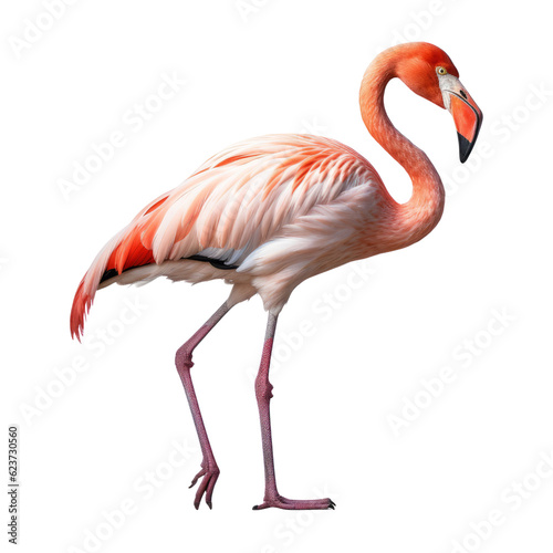 pink flamingo isolated on transparent background cutout © Papugrat