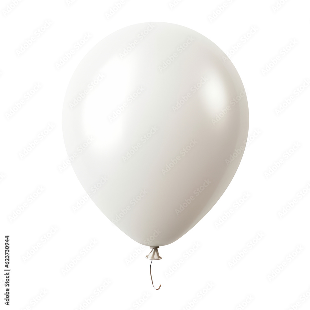white balloon isolated on transparent background cutout