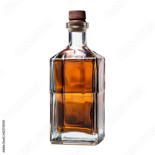 bottle of whiskey isolated on transparent background cutout