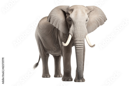 Massive Gray Elephant Ivory Tusks and Regal Generative AI