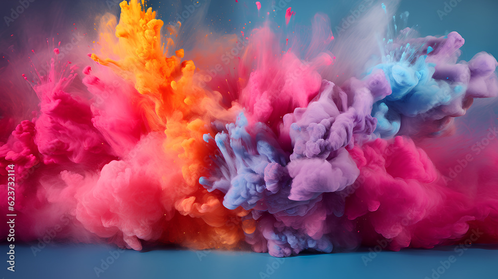 abstract colorful powder splash background. multicolored powder explosion.