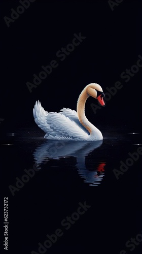 Pixelated Swan in Focus. Generative AI